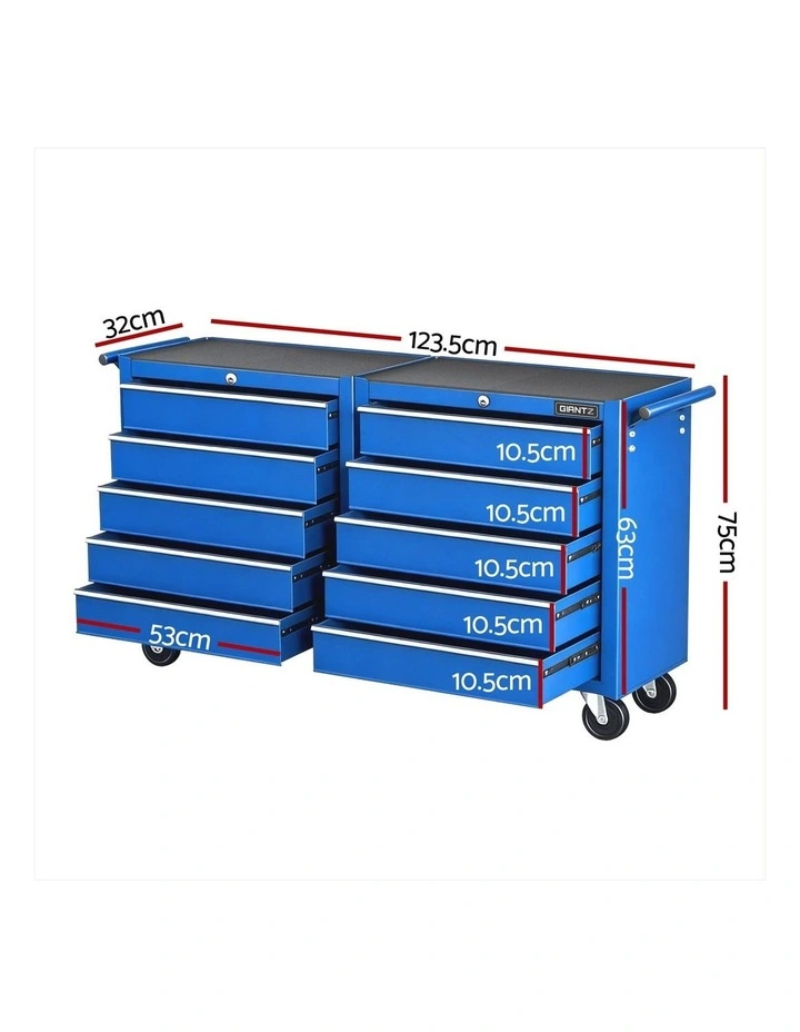 Giantz Tool Chest Trolley 10 Drawers Toolbox Storage Blue image 4
