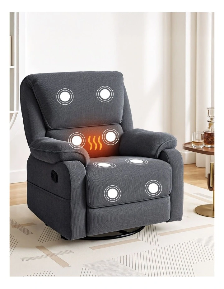 Artiss Rocking Recliner Chair 360 Swivel Massage Heated Reclining Chairs image 3