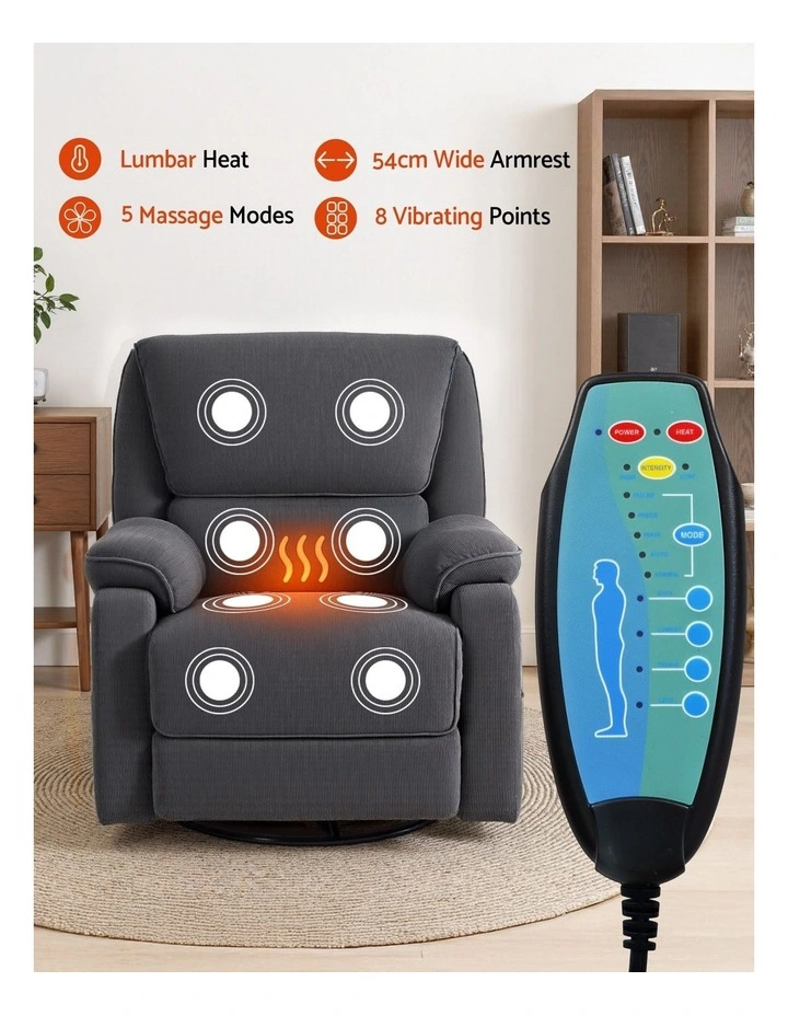 Artiss Rocking Recliner Chair 360 Swivel Massage Heated Reclining Chairs image 5