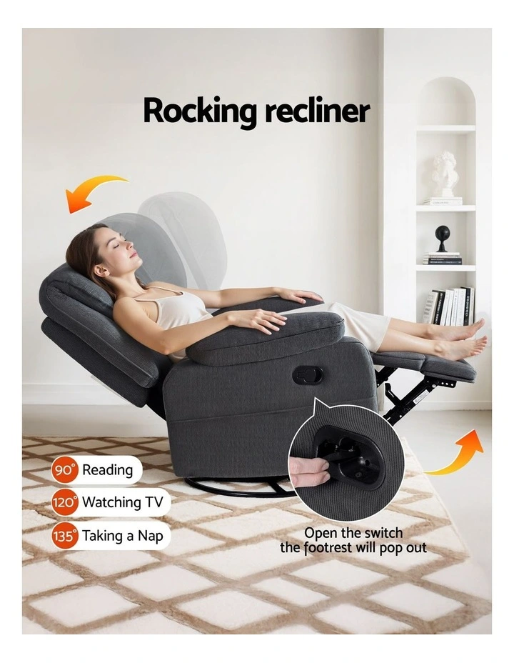 Artiss Rocking Recliner Chair 360 Swivel Massage Heated Reclining Chairs image 6