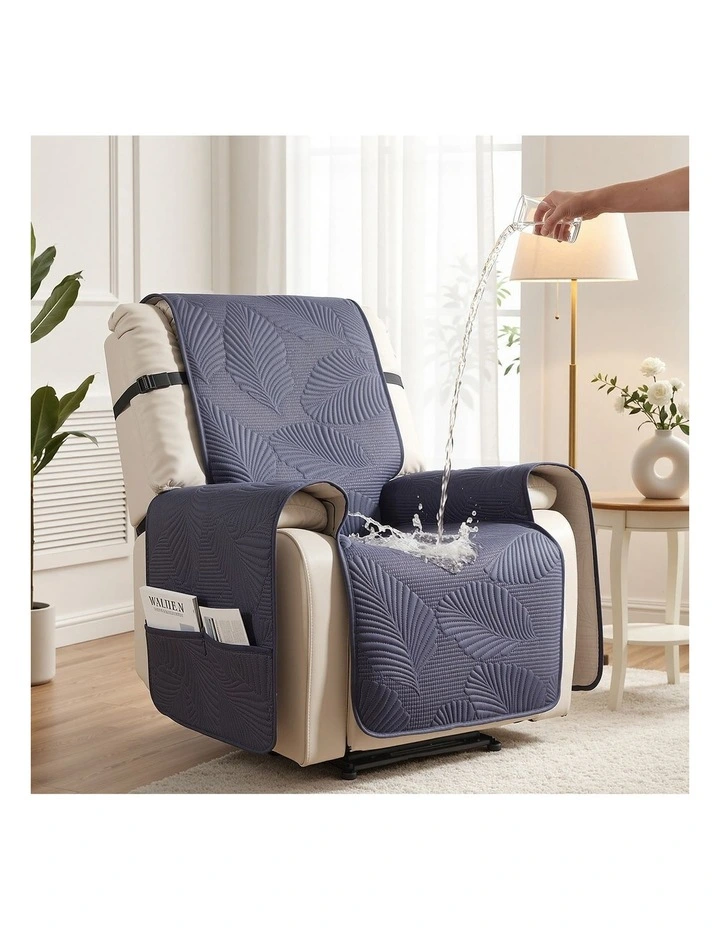 Artiss Quilted Recliner Chair Covers 100% Waterproof Recliner Slipcovers in Grey image 3