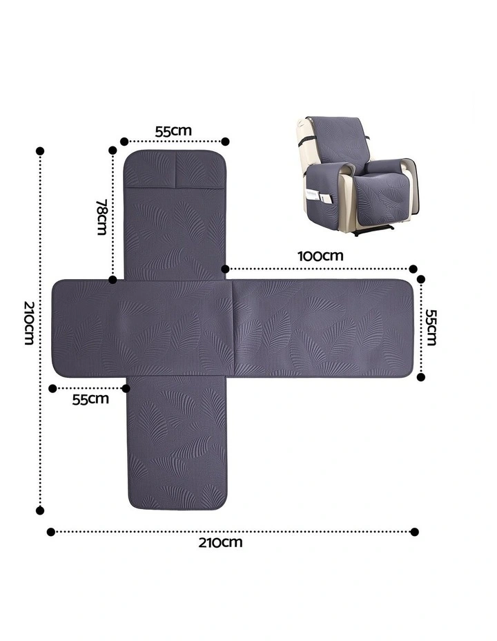 Artiss Quilted Recliner Chair Covers 100% Waterproof Recliner Slipcovers in Grey image 4
