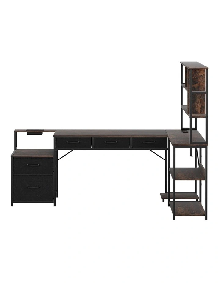 Artiss 200cm L Shaped Gaming Desk Computer Desk with LED Lights & Power Outlets image 3