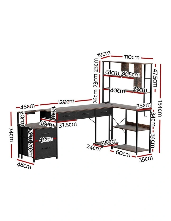 Artiss 200cm L Shaped Gaming Desk Computer Desk with LED Lights & Power Outlets image 5