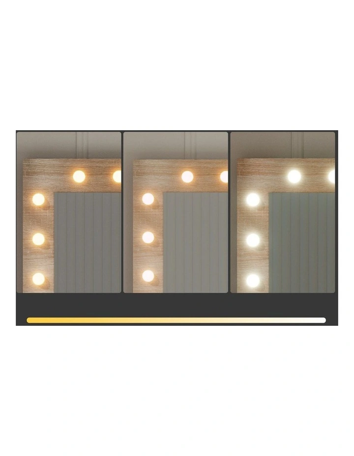 Artiss Dressing Table Set Stool 12 Led Bulbs Wood image 6