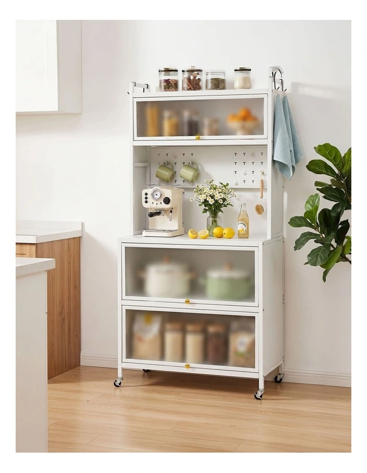 Artiss Kitchen Cabinet Storage Shelves Pegboard Cupboard Sideboard 80CMX164CM image 4