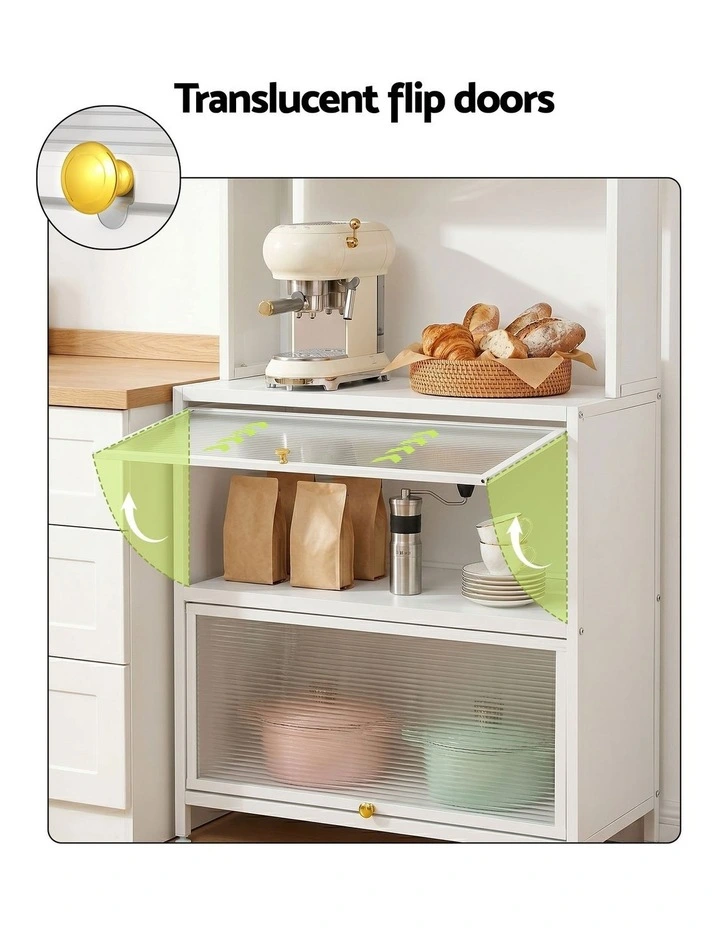 Artiss Kitchen Cabinet Storage Shelves Pegboard Cupboard Sideboard 80CMX164CM image 7