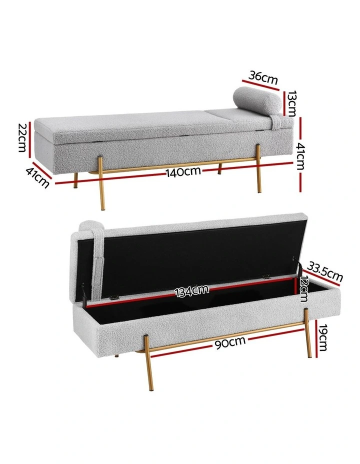 Artiss Storage Ottoman Bed 140cm Pillow Foot Stool image 4