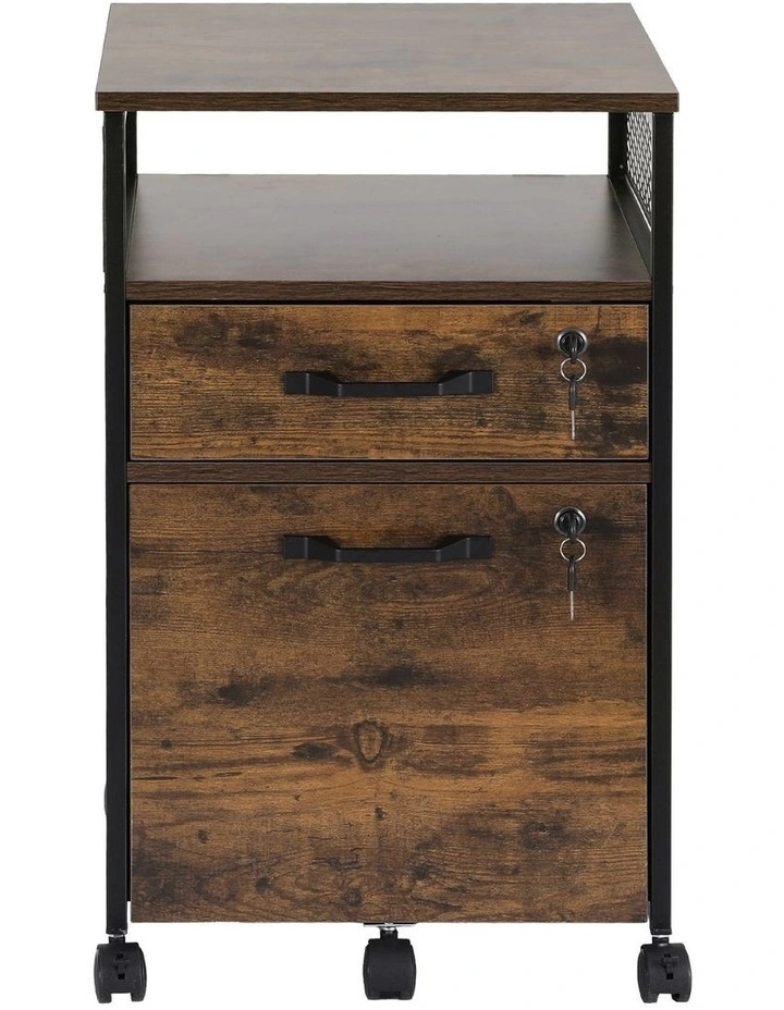 Artiss Filing Cabinet File Cabinet with Wheels 2 Drawer Storage Rustic Brown image 6