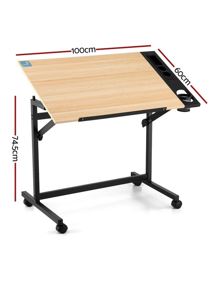Artiss Drafting Table Drawing Desk Art Desk Multi-Functional Craft Drawing Table Oak image 4