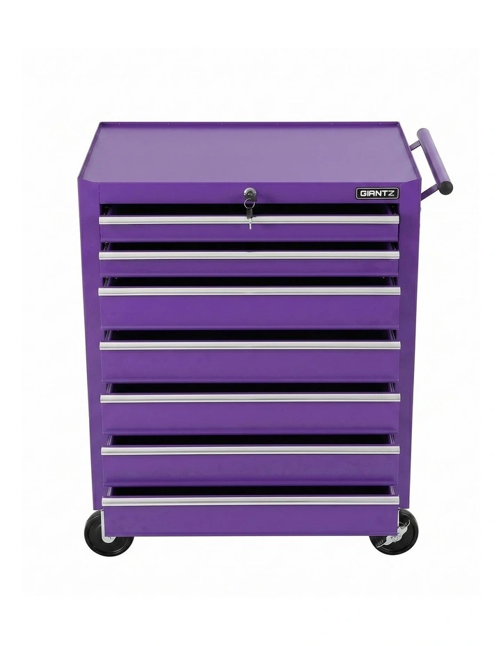 Giantz 7-Drawer Tool Chest Trolley Cabinet Toolbox Heavy Duty Garage Storage Organiser Purple image 2