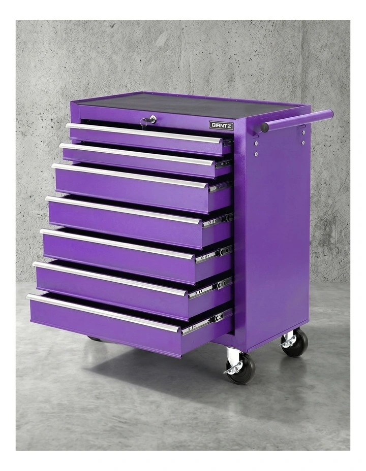 Giantz 7-Drawer Tool Chest Trolley Cabinet Toolbox Heavy Duty Garage Storage Organiser Purple image 4