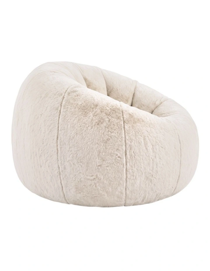 Artiss Large Round Faux Fur Bean Bag Chair Cover No Filler Washable Beige image 4