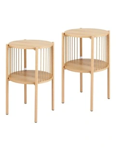 Artiss Set of 2 End Tables Coffee Table 2-Tier Round Wood