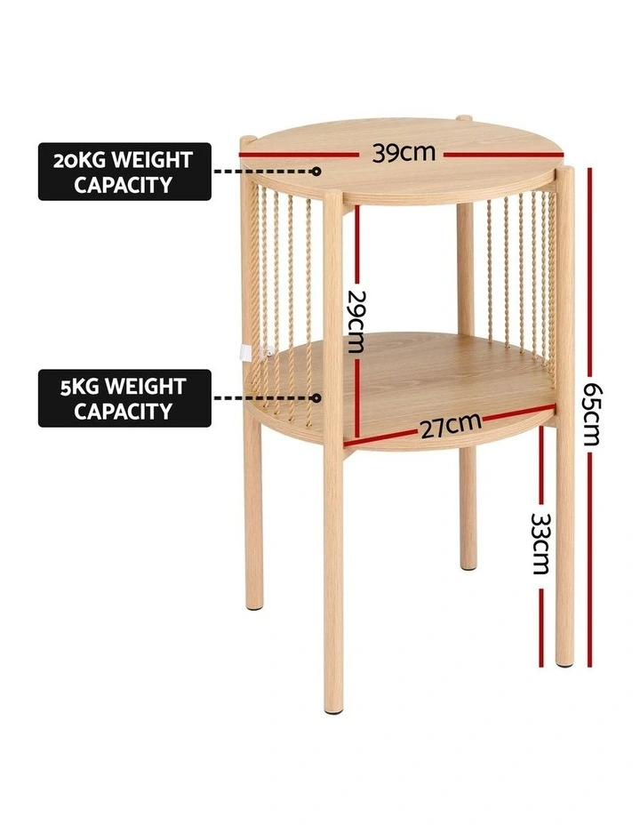 Artiss Set of 2 End Tables Coffee Table 2-Tier Round Wood image 4