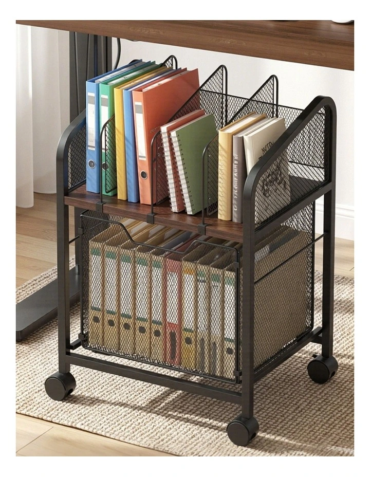 Artiss Mobile File Cabinet Rolling with Locking Wheels Wood Top Compact Storage Organiser Black image 3