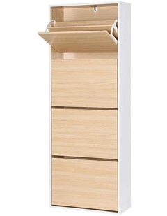 Artiss Shoe Rack Cabinet 24 Pairs Adjustable Shelf Pine