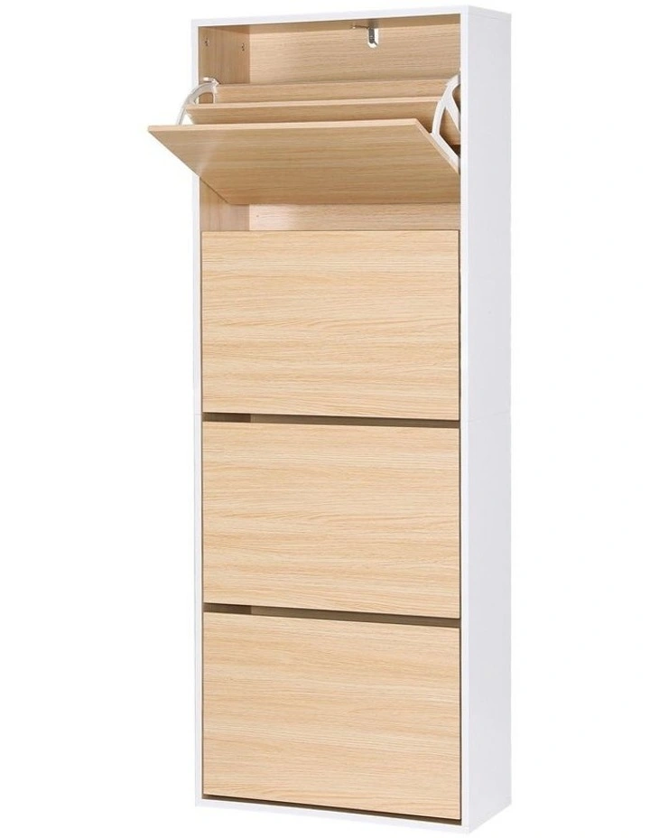 Artiss Shoe Rack Cabinet 24 Pairs Adjustable Shelf Pine image 1