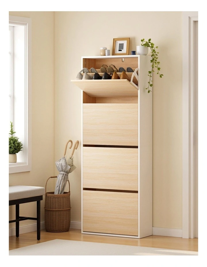 Artiss Shoe Rack Cabinet 24 Pairs Adjustable Shelf Pine image 4