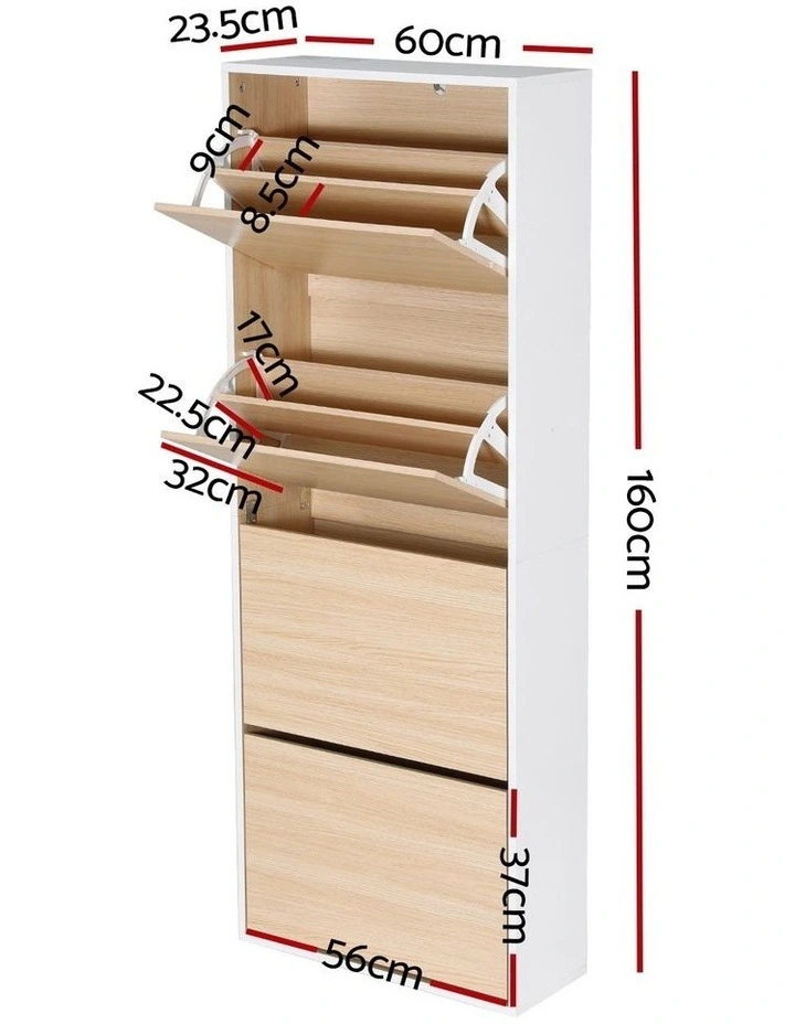 Artiss Shoe Rack Cabinet 24 Pairs Adjustable Shelf Pine image 5