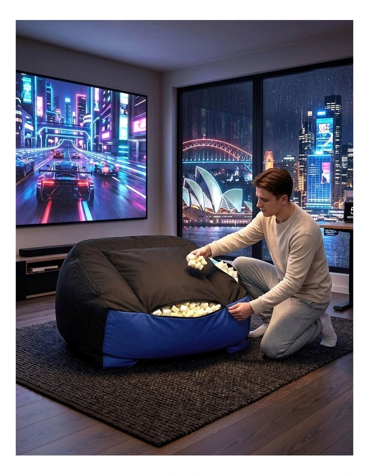 Artiss Gaming Bean Bag Chair Cover No Filler Splash-Proof with Side Pockets image 6