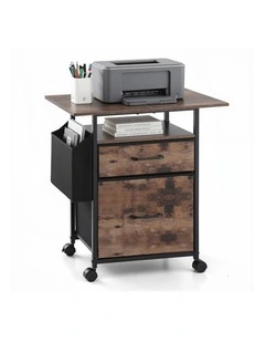 Artiss 2 Fabric Drawer File Cabinet Printer Stand Rolling File Cabinet with Side Bag