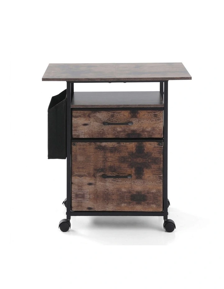 Artiss 2 Fabric Drawer File Cabinet Printer Stand Rolling File Cabinet with Side Bag image 3