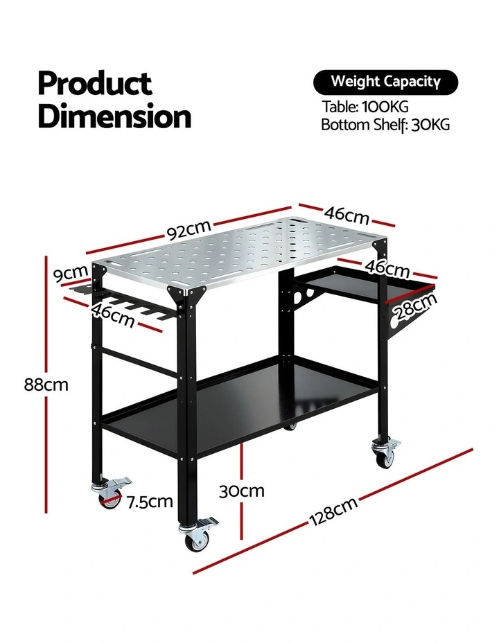 Giantz Welding Table Cart with Tool Storage 130KG Capacity Mobile Workstation image 4