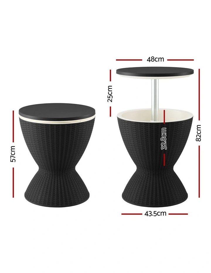 Gardeon Outdoor Bar Table Portable Ice Bucket Cooler 30L Adjustable Top Black image 2