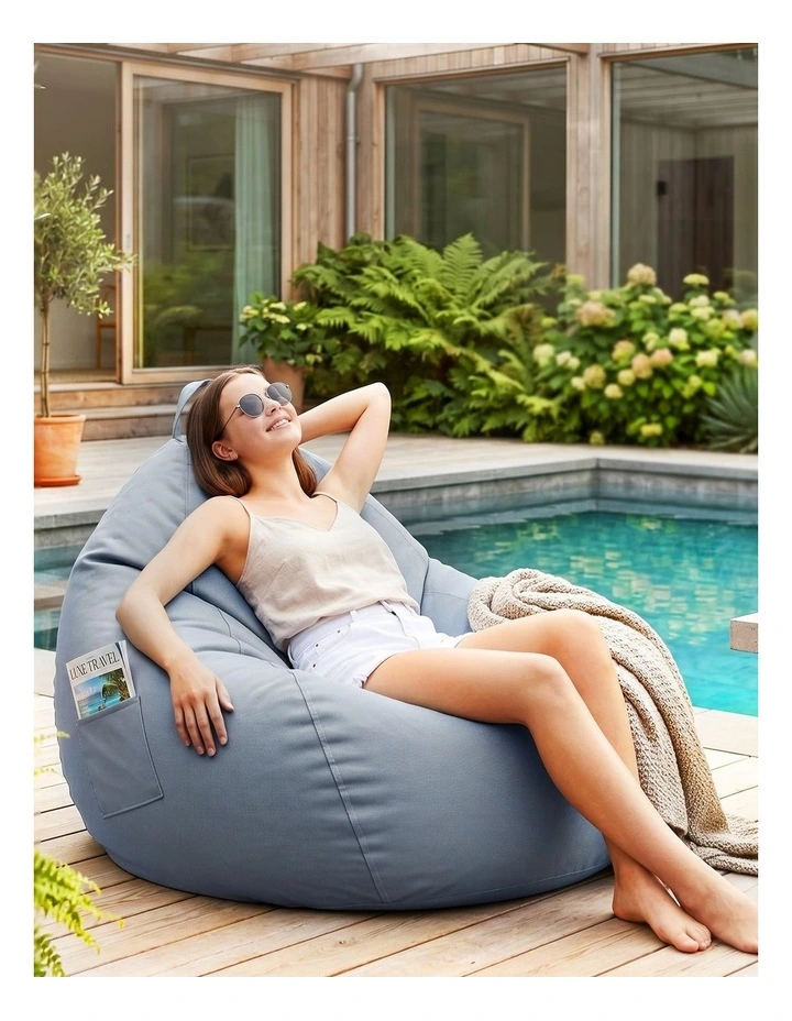 Artiss Outdoor Splash-Proof Bean Bag Chair Cover No Filler Grey image 3