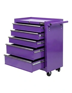 Giantz 5 Drawer Tool Chest Trolley Cabinet Toolbox Heavy Duty Garage Storage Organiser Purple