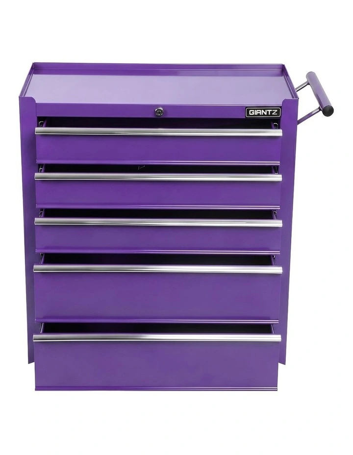 Giantz 5 Drawer Tool Chest Trolley Cabinet Toolbox Heavy Duty Garage Storage Organiser Purple image 2
