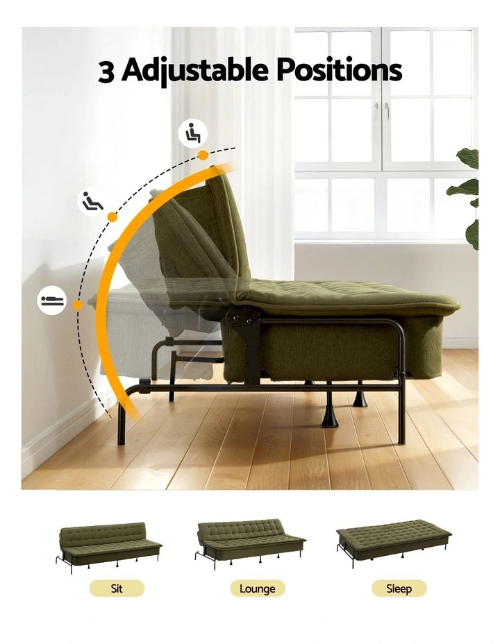 Artiss 1.9m 3-Seater Sofa Bed Innerspring Adjustable Couch Green image 6