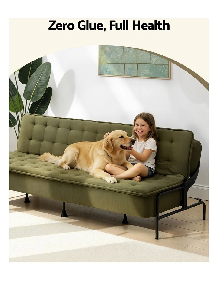Artiss 1.9m 3-Seater Sofa Bed Innerspring Adjustable Couch Green image 7
