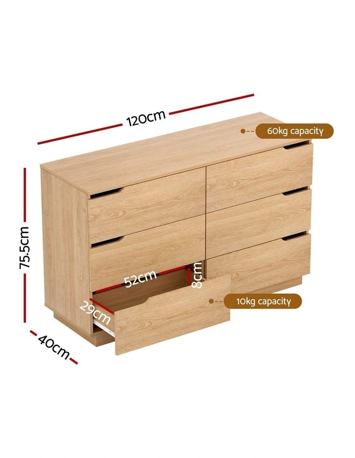 Artiss 6 Chest of Drawers Dresser Table Pine image 5