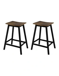 Artiss Bar Stools Set of 2 Kitchen Counter Stools Wooden Industrial Rustic Brown