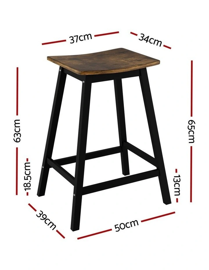 Artiss Bar Stools Set of 2 Kitchen Counter Stools Wooden Industrial Rustic Brown image 2