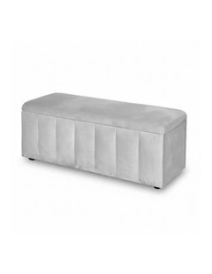 Artiss Storage Ottoman Blanket Box Velvet Grey 103cm