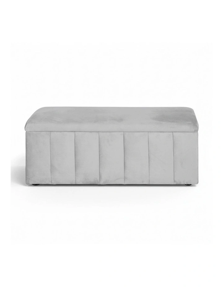 Artiss Storage Ottoman Blanket Box Velvet Grey 103cm image 4