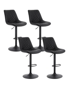Artiss 4x Bar Stools Kitchen Swivel Gas Lift Counter Chair Diamond Leather Black