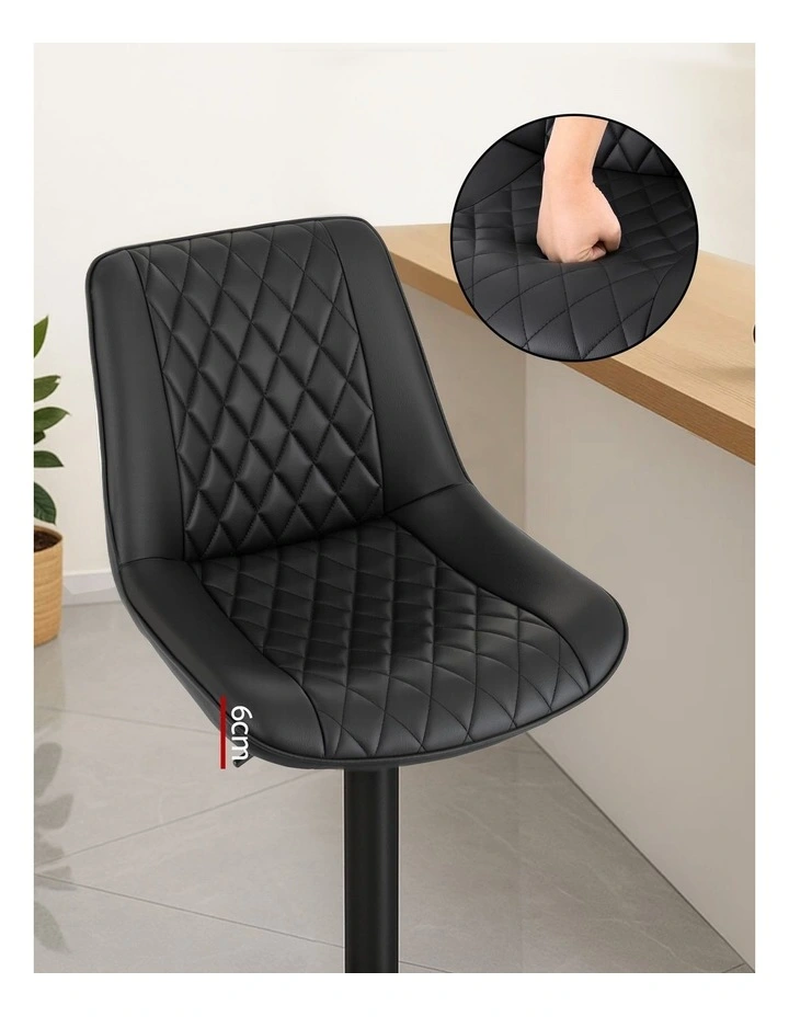 Artiss 4x Bar Stools Kitchen Swivel Gas Lift Counter Chair Diamond Leather Black image 6