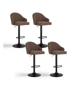 Artiss 4x Bar Stools Kitchen Swivel Gas Lift Counter Chair Shell Leather Brown