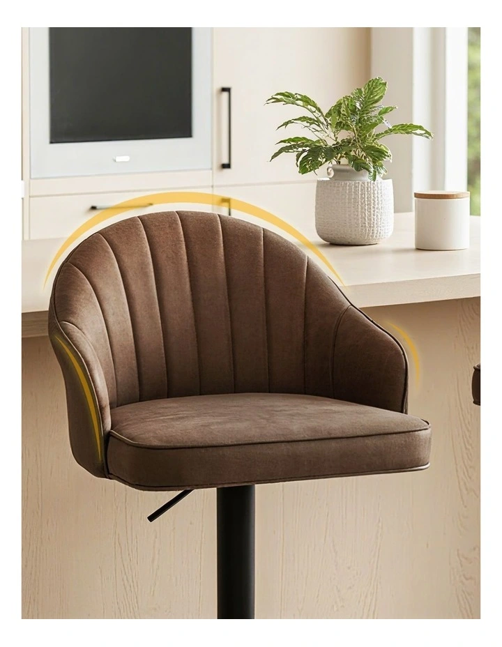 Artiss 4x Bar Stools Kitchen Swivel Gas Lift Counter Chair Shell Leather Brown image 6