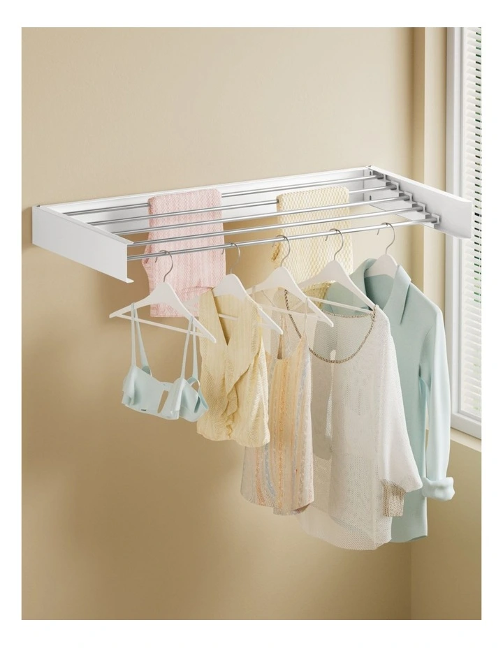 Artiss Clothes Rack Wall Mounted Airer Foldable White image 3