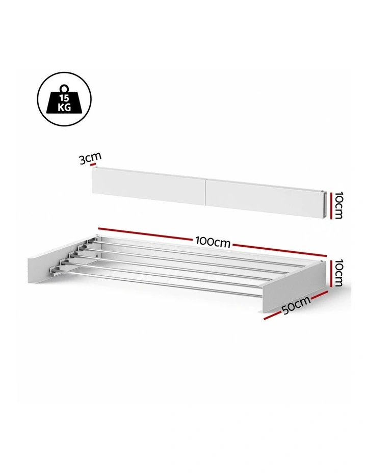 Artiss Clothes Rack Wall Mounted Airer Foldable White image 4