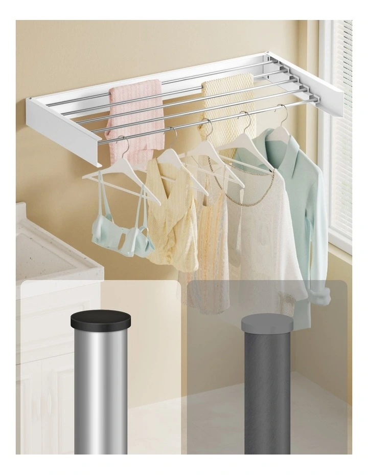 Artiss Clothes Rack Wall Mounted Airer Foldable White image 6