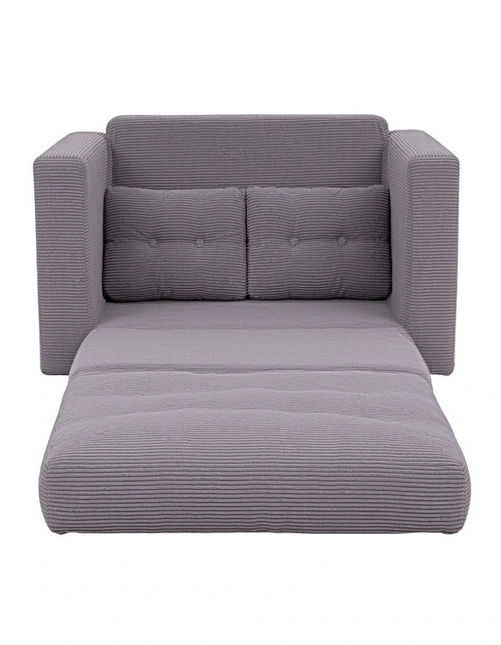 Artiss 2 Seater Corduroy Convertible Sofa Bed Pull Out Boneless Couch Grey image 2