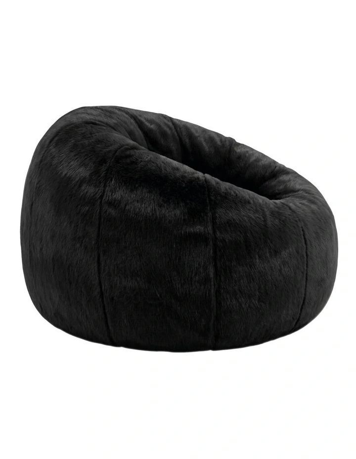 Artiss Large Round Faux Fur Bean Bag Chair Cover No Filler Washable Black image 4