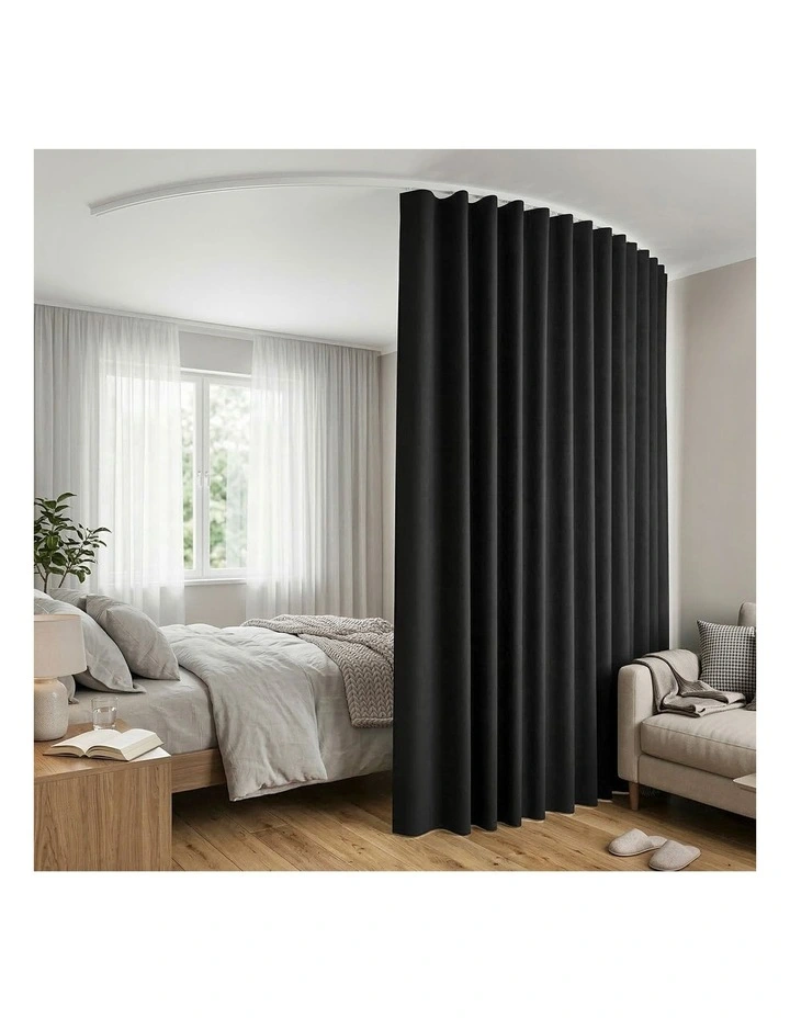 Artiss Room Divider Curtain Ceiling Mounted Track Sets Flexible Black image 3