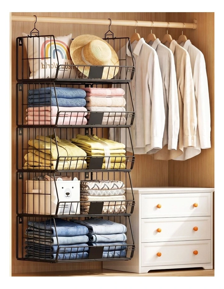 Artiss 5 Tier Stackable Closet Organizers and Storage Closet Hanging Storage Organizer Shelves image 3